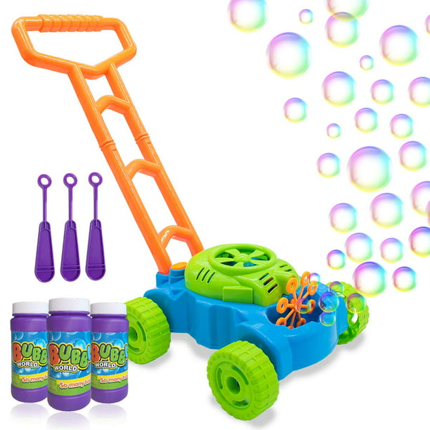 Bubble Machine Bubble Mower for Toddlers MOZOOSON Gifts for 2-10 Years Old Kids Outdoor Toys Gifts for 2 3 4 5 6 7 8 Kids Girls Boys Kids Bubble Lawn Blower Machine with 2x118ml Bubble Solutions
